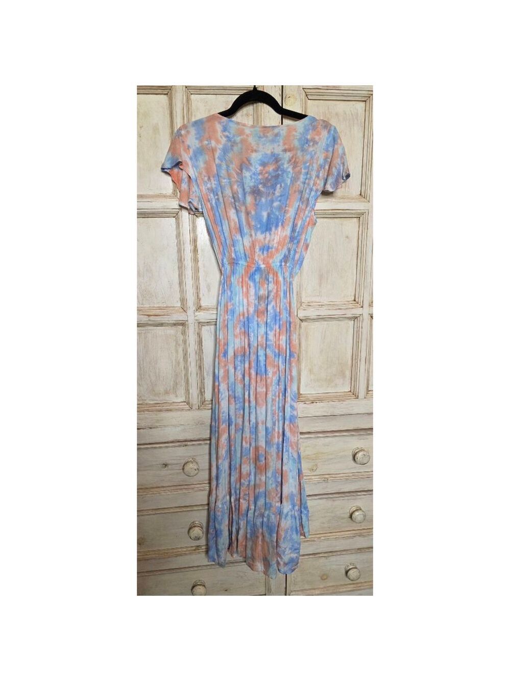 Women's Tiare Hawaii Tie-Dye Maxi Dress S Blue Orange - Picture 3 of 6